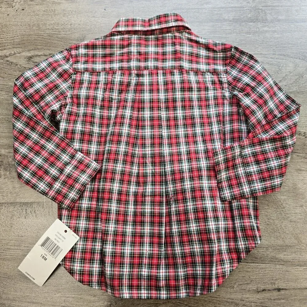 NWT Chaps Ralph Lauren Boys Size 18 Month Button Up Shirt Amd Sweater Vest Set